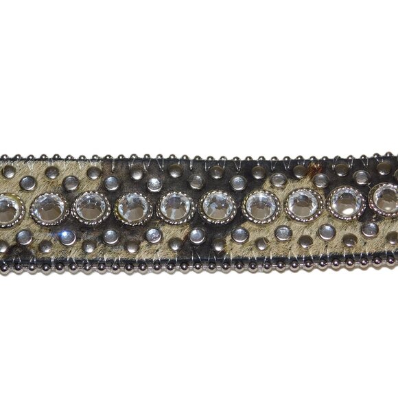 Calf Hair Genuine Leather Western Bling Belt Studs & Rhinestones Rodeo Cowgirl main image 6